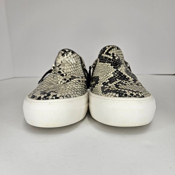 Steve Madden Black/White Glammar Snakeskin Slip On Platform Sneakers Size 6M - Picture 6 of 12